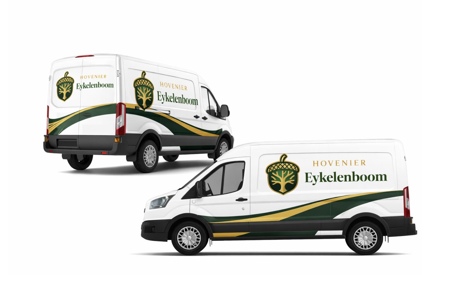 Bedrijfsbus van Hovenier Eykelenboom in de nieuwe huisstijl