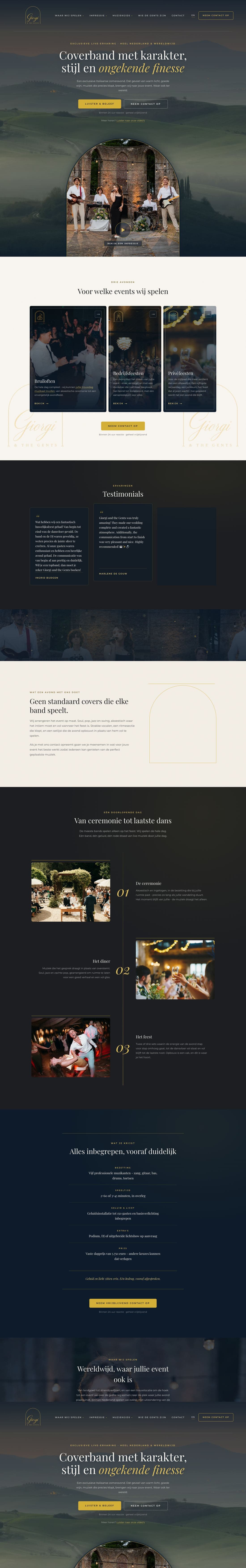 De volledige homepage van Giorgi & The Gents op desktop